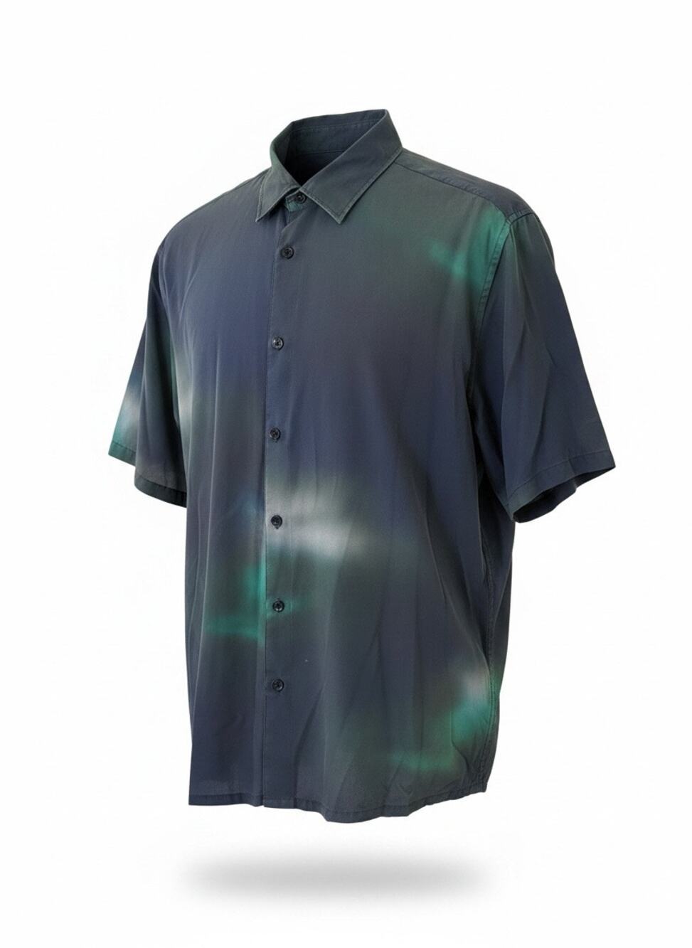 Ted Baker London Men Multicolor Navy Blue Button Front Short Sleeve Shirt Size 7
